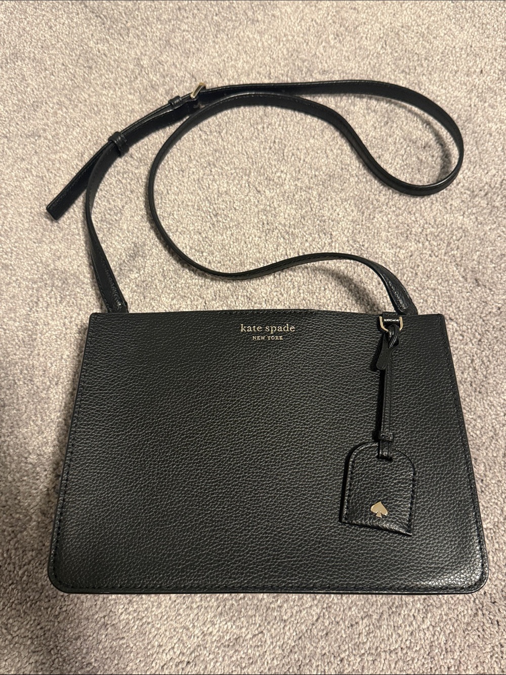 kate spade Black Pebbled Leather Messenger Crossbody